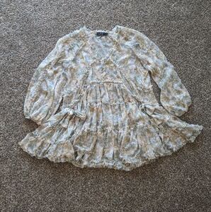 o.p.t Sheer Ruffle Mini Floral Dress Size XS Cottage Fairy